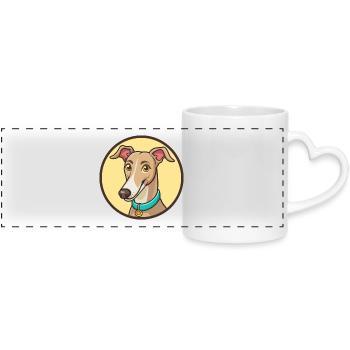 Galgo Español Chien Race Dessin animé Kawaii Clipart Animal de compagnie - Mug panoramique avec anse en forme de cœur - blanc - Devant
