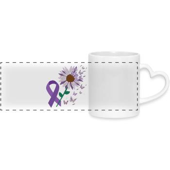 Epilepsy Purple Bow Flower Butterfly - Panoramic mug with heart handle - white - Front