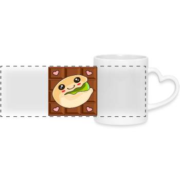 KAWAII CHOCOLAT PISTACHE - Mug panoramique avec anse en forme de cœur - blanc - Devant