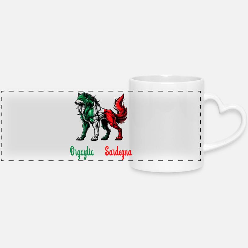 The pride of Sardinia Italy flag - Panoramic mug with heart handle - white