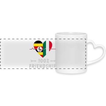Uganda und Italien 100% Freundschaft - Panoramatasse mit Herzhenkel - Weiß - Vorne