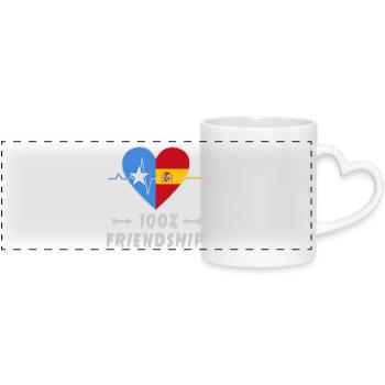 Somalia und Spanien 100% Freundschaft - Panoramatasse mit Herzhenkel - Weiß - Vorne