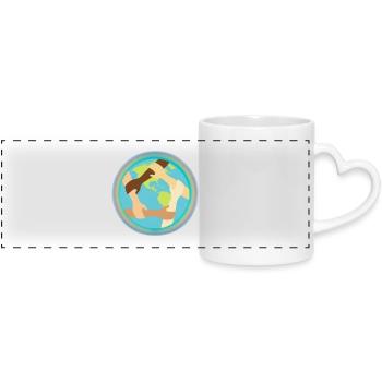 Unité mondiale et entraide - Mug panoramique avec anse en forme de cœur - blanc - Devant