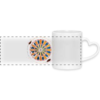 Dessin de jeu de fléchettes - Mug panoramique avec anse en forme de cœur - blanc - Devant