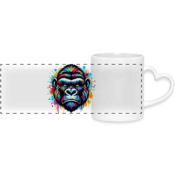 Gorilla - Panoramic mug with heart handle - white - Front