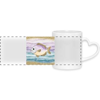 Playful fish in the water - Panoramic mug with heart handle - white - Front