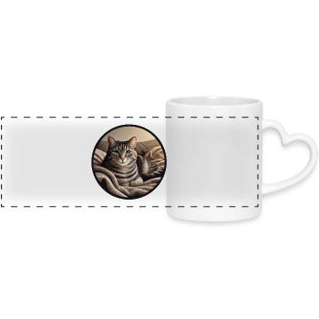 Portrait de chat Charly - Mug panoramique avec anse en forme de cœur - blanc - Devant