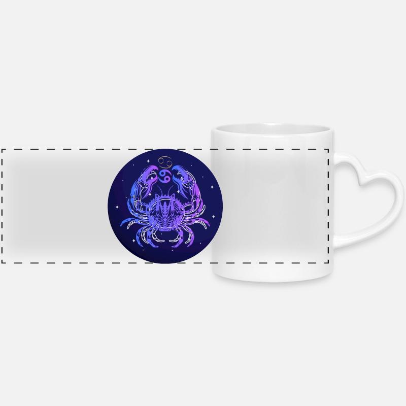 Créativité étoilée du cancer - Mug panoramique avec anse en forme de cœur - blanc