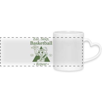 Conception humoristique de coeur de basket-ball - Mug panoramique avec anse en forme de cœur - blanc - Devant