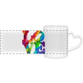 Regenbogen-Graffiti LOVE Burst - Panoramatasse mit Herzhenkel - Weiß - Vorne