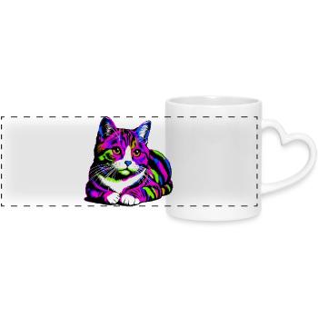 Chat - Mug panoramique avec anse en forme de cœur - blanc - Devant
