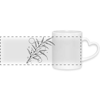 Élégance en bambou – Design minimaliste de la nature - Mug panoramique avec anse en forme de cœur - blanc - Devant