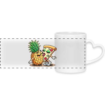 Pizza Hawaii Baiser Relation d’amour Drôle Cadeau - Mug panoramique avec anse en forme de cœur - blanc - Devant