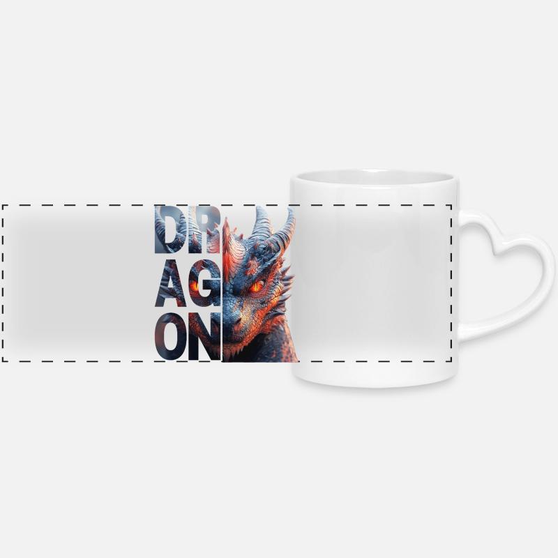 Dragon - Mug panoramique avec anse en forme de cœur - blanc