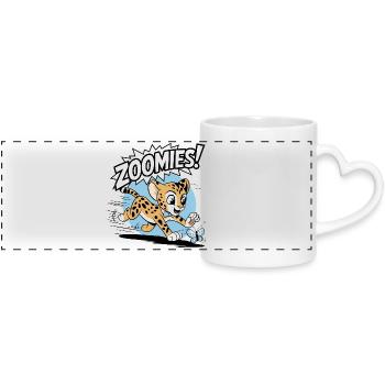 Zoomies – Guépard à la poursuite d’un papillon - Mug panoramique avec anse en forme de cœur - blanc - Devant