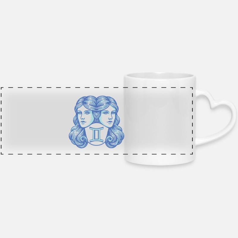 SZ twins - Panoramic mug with heart handle - white