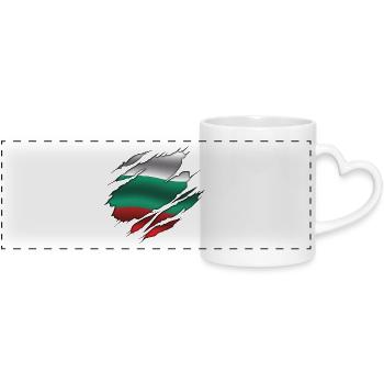 Drapeau de la Bulgarie - Bulgarie - Drapeau déchiré - Mug panoramique avec anse en forme de cœur - blanc - Devant