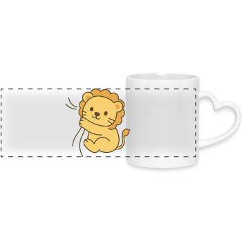 Bébé lion câlin - Snuggle King Cub - Mug panoramique avec anse en forme de cœur - blanc - Devant