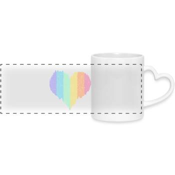 Regenbogen Herz Pastellfarben Pride Monat LGBTQ+ - Panoramatasse mit Herzhenkel - Weiß - Vorne