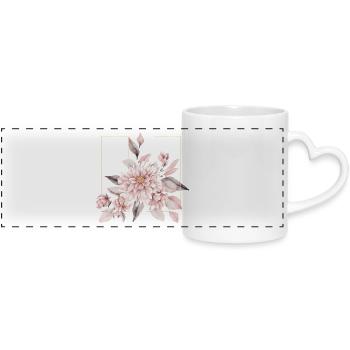 Elegantes Rouge-Blumen-Design - Panoramatasse mit Herzhenkel - Weiß - Vorne