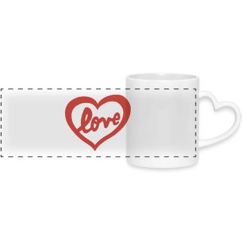 Heart in love - Panoramic mug with heart handle - white - Front
