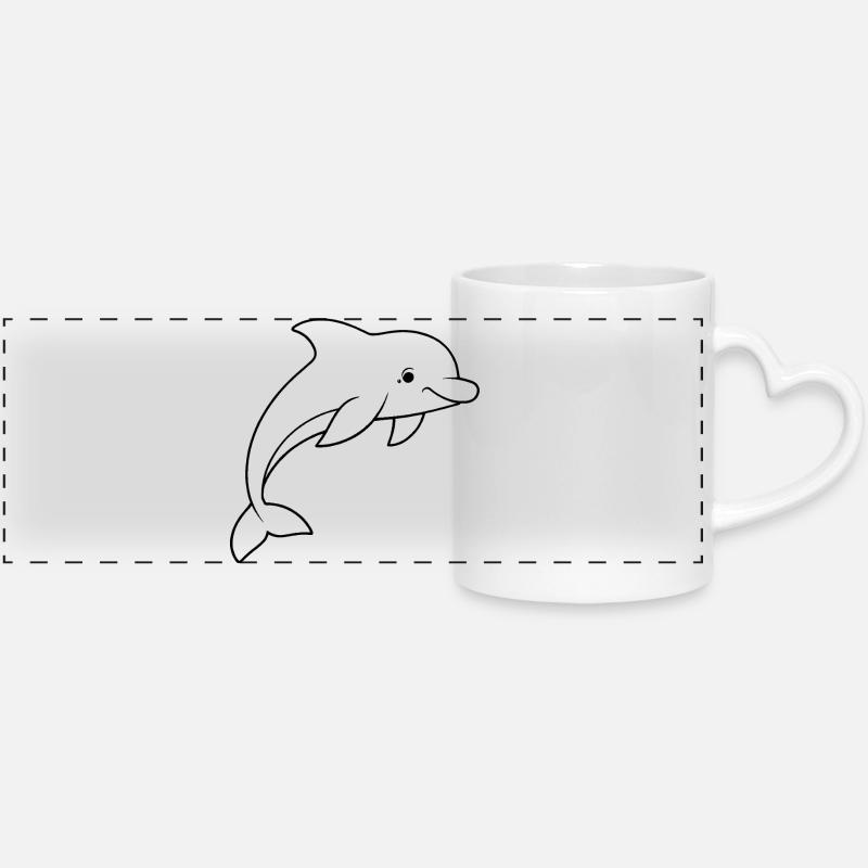Minimalistic Dolphin - Panoramatasse mit Herzhenkel - Weiß