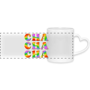 REGENBOGENTANZ - TANZEN CHA CHA CHA - Panoramatasse mit Herzhenkel - Weiß - Vorne