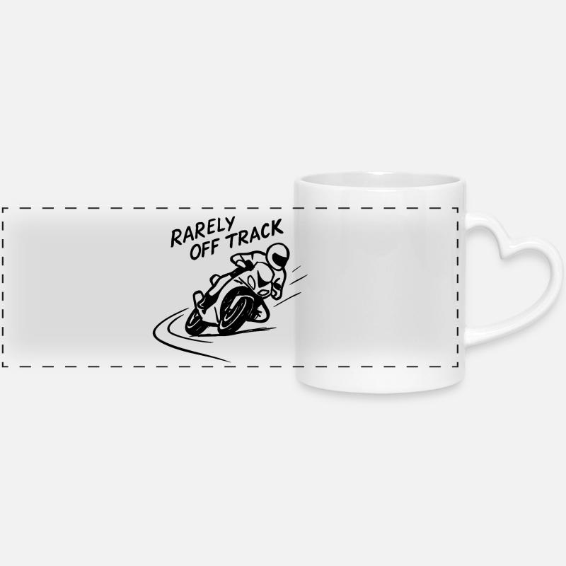 rarely off track - Panoramic mug with heart handle - white