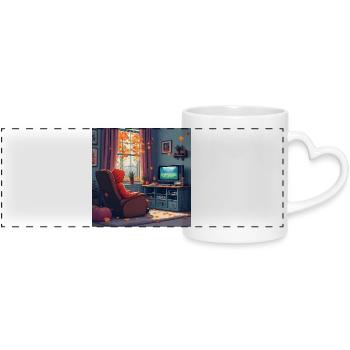 Fall Into Gaming - Panoramic mug with heart handle - white - Front