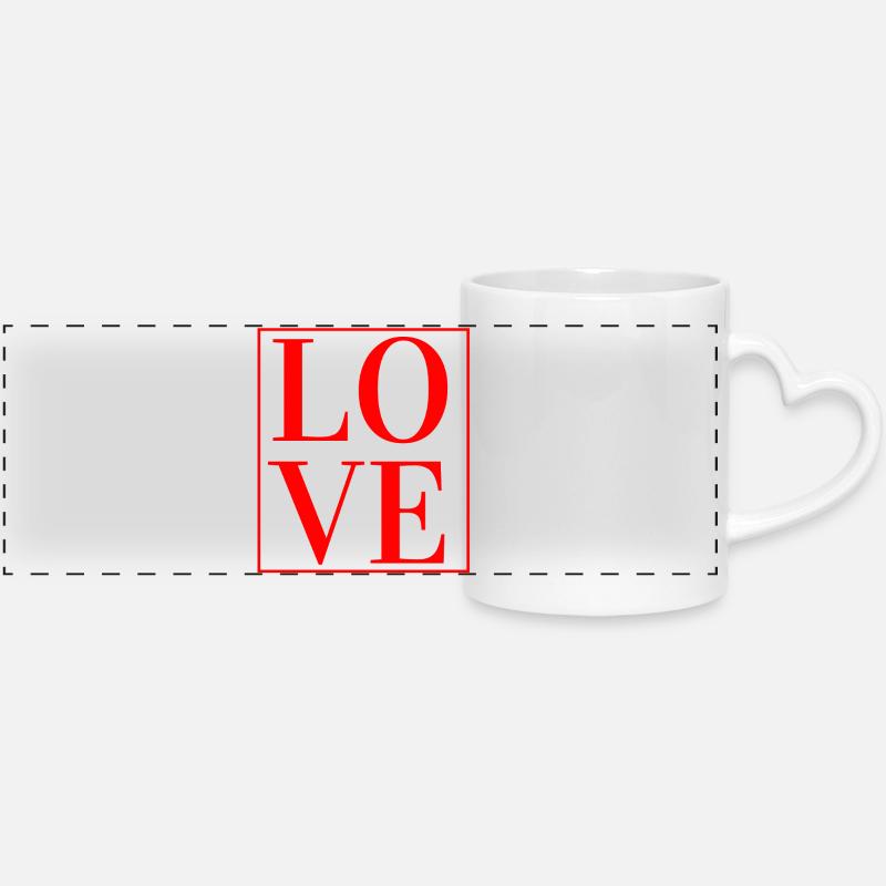 LOVE TYPOGRAPHY - Panoramic mug with heart handle - white
