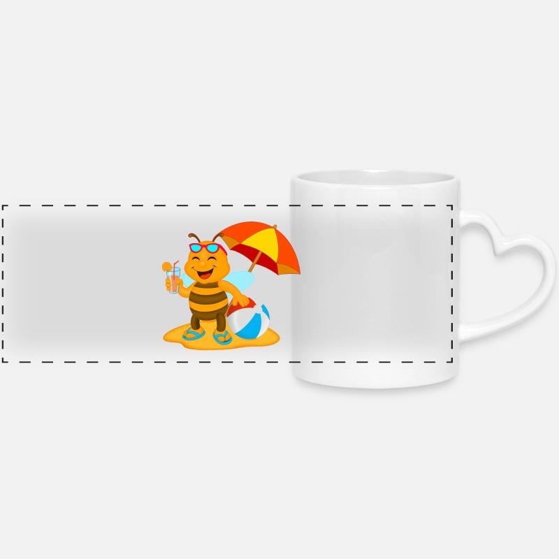 Beach Bee - Panoramic mug with heart handle - white
