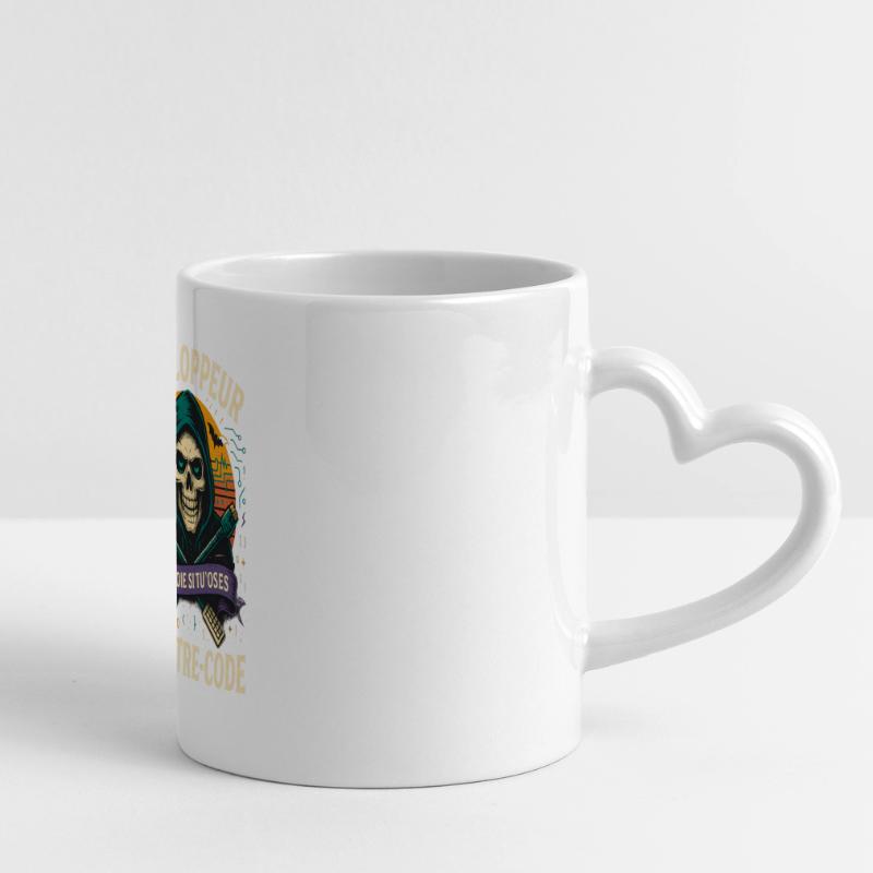 Web Developer - Halloween Skull Panoramic mug with heart handle