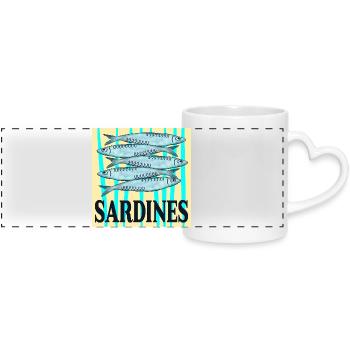 CANNED SARDINES FISH - Panoramic mug with heart handle - white - Front