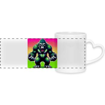 gorilla - Panoramic mug with heart handle - white - Front