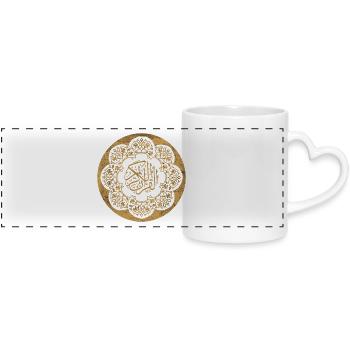 Motif et calligraphie islam cercle doré - Mug panoramique avec anse en forme de cœur - blanc - Devant