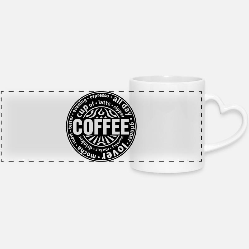 Amateur de café - Mug panoramique avec anse en forme de cœur - blanc