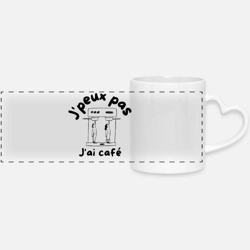 I can't I have coffee - Panoramic mug with heart handle - white