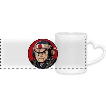 Krieger Samurai Cartoon Design - Panoramatasse mit Herzhenkel - Weiß - Vorne