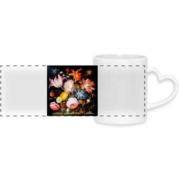 Composition florale vitale dans le style baroque flamand - Mug panoramique avec anse en forme de cœur - blanc - Devant