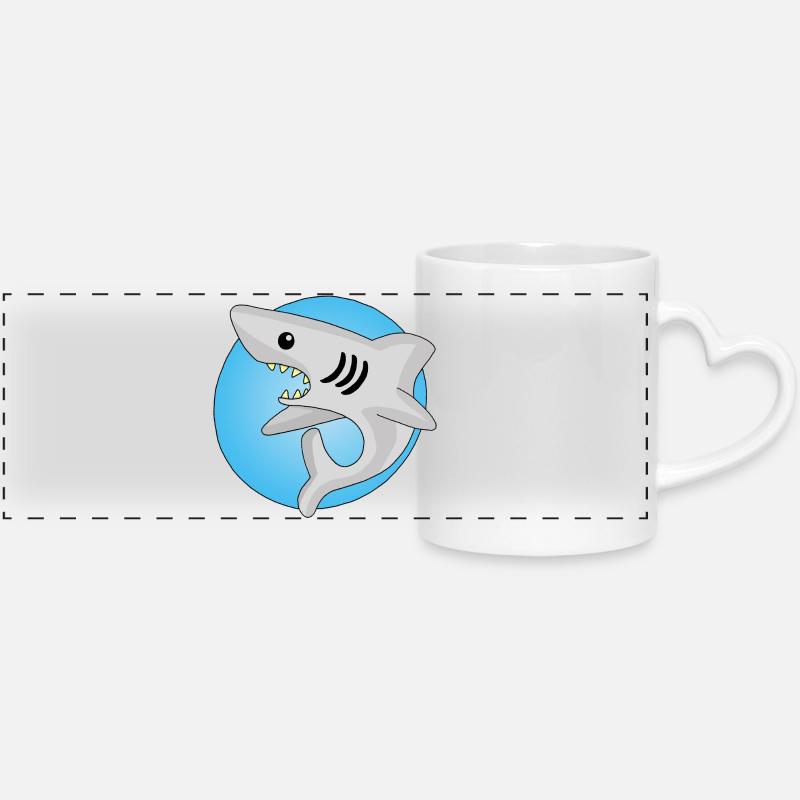 Requin manga - Mug panoramique avec anse en forme de cœur - blanc