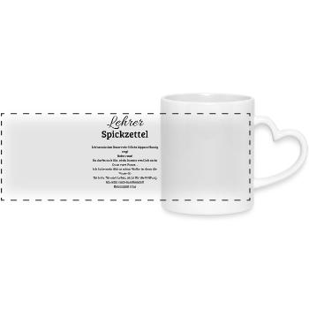 Lehrer Spickzettel, lustiges Geschenk für Lehrerin - Mug panoramique avec anse en forme de cœur - blanc - Devant