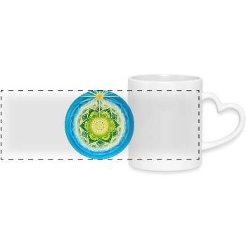Living light-filled mandala - Panoramic mug with heart handle - white - Front