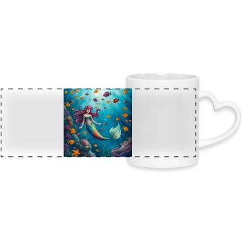 Unterwasser Mermaid Farbenspiel - Panoramatasse mit Herzhenkel - Weiß - Vorne