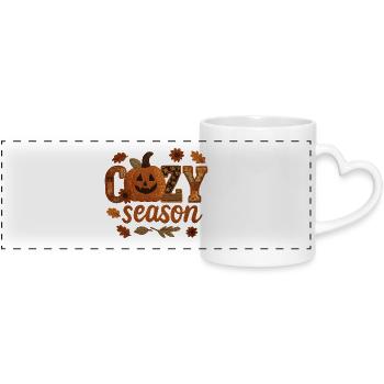 Cozy Pumpkin Patchwork - Panoramic mug with heart handle - white - Front