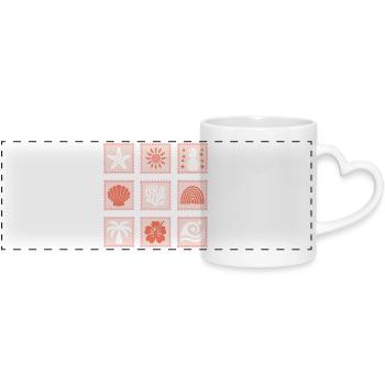 Natur Briefmarken Collage - Panoramatasse mit Herzhenkel - Weiß - Vorne