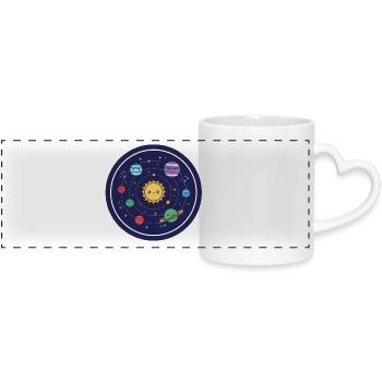 Fröhliches Sonnensystem Design - Panoramatasse mit Herzhenkel - Weiß - Vorne