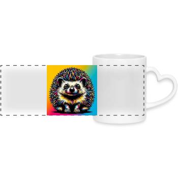 hedgehog - Panoramic mug with heart handle - white - Front