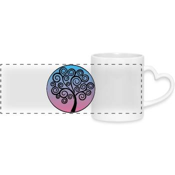 Black Spiral Tree of Life - Panoramic mug with heart handle - white - Front