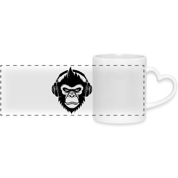Rebellious Monkey Head Punk Club Sound Shirt - Panoramic mug with heart handle - white - Front