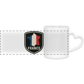 Blason Carte de France – Drapeau Bleu Blanc Rouge - Mug panoramique avec anse en forme de cœur - blanc - Devant